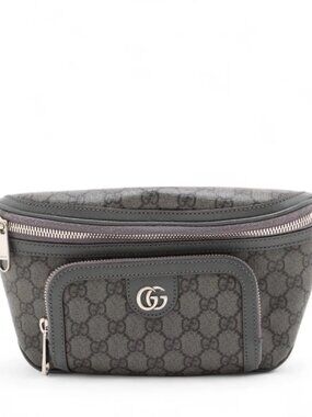 Gucci GG Supreme Leather Sling Belt Bag Gray